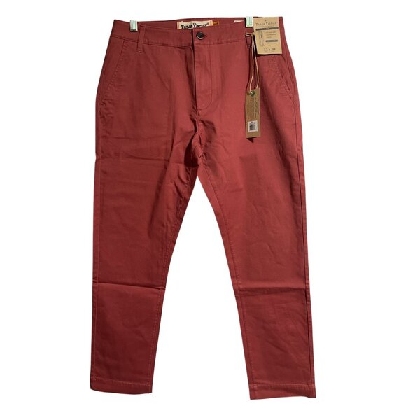 Tailor Vintage Mens Canyon Red Stretch Chino Pants 33x30